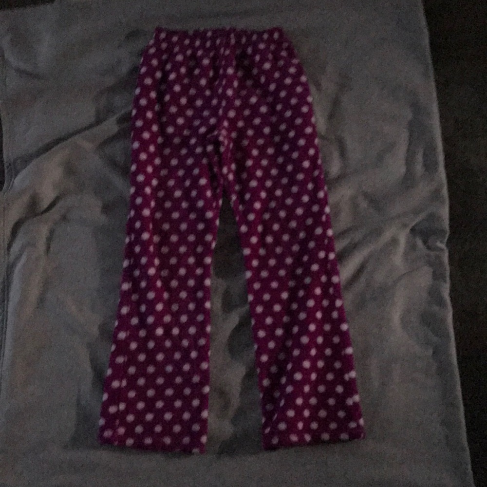 Fuzzy Purple Polkadot Pajama Pants